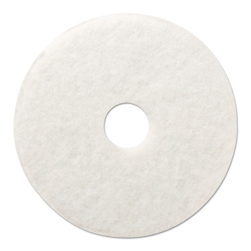 POLISHING FLOOR PADS, 12" DIAMETER, WHITE, 5/CARTON