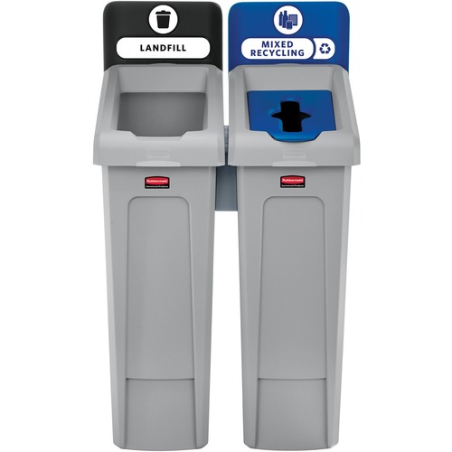 SLIM JIM RECYCLING STATION KIT, 46 GAL, 2-STREAM LANDFILL/MIXED RECYCLING