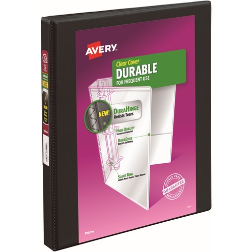 DURABLE VIEW BINDER WITH DURAHINGE AND SLANT RINGS, 3 RINGS, 0.5" CAPACITY, 11 X 8.5, BLACK