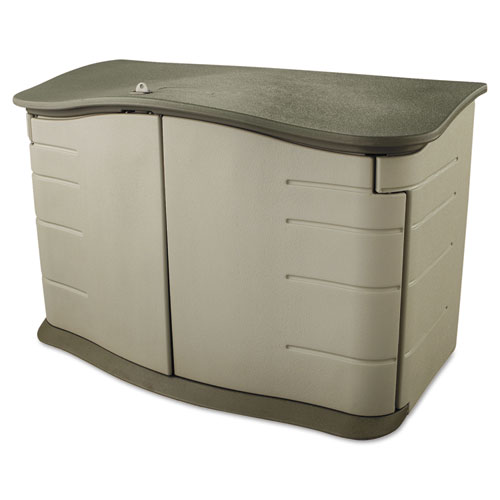 HORIZONTAL OUTDOOR STORAGE SHED, 55 X 28 X 36, 20 CU FT, OLIVE GREEN/SANDSTONE
