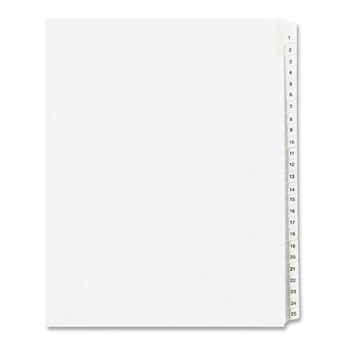 PREPRINTED LEGAL EXHIBIT SIDE TAB INDEX DIVIDERS, ALLSTATE STYLE, 25-TAB, 1 TO 25, 11 X 8.5, WHITE, 1 SET, (1701)