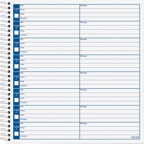 Voice Message Log Books, 8 1/2 X 8 1/4, 800-Message Book