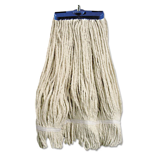 Mop Head, Lie-Flat Head, Cotton Fiber, 24oz, White, 12/carton