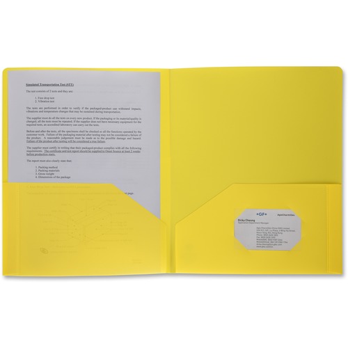 FOLDER,2-POCKET,POLY,YELLOW