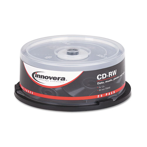 Cd-Rw Discs, 700mb/80min, 12x, Spindle, Silver, 25/pack