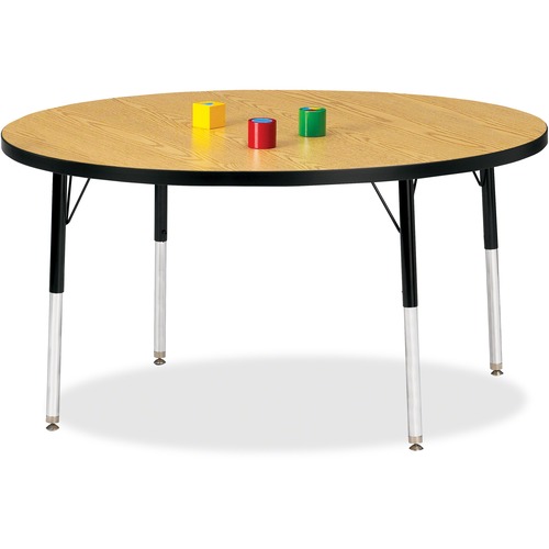 Jonti-Craft, Inc.  Activity Table, Round, 24"-31"x48", Oak/Black