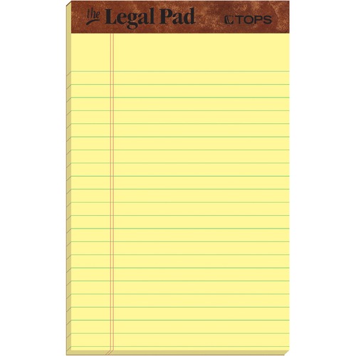 "THE LEGAL PAD" PERFORATED PADS, NARROW RULE, 5 X 8, CANARY, 50 SHEETS, DOZEN