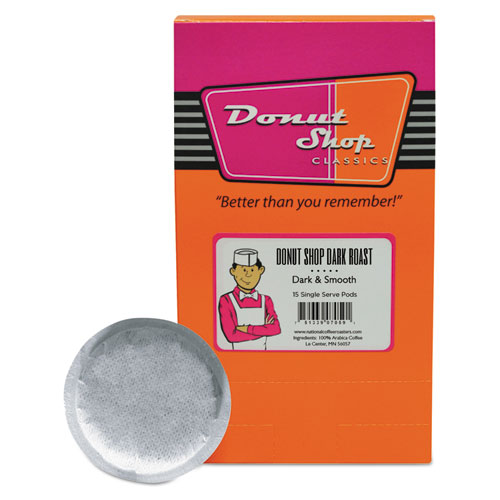 Donut Shop Coffee Pods, Dark Roast, 15/box