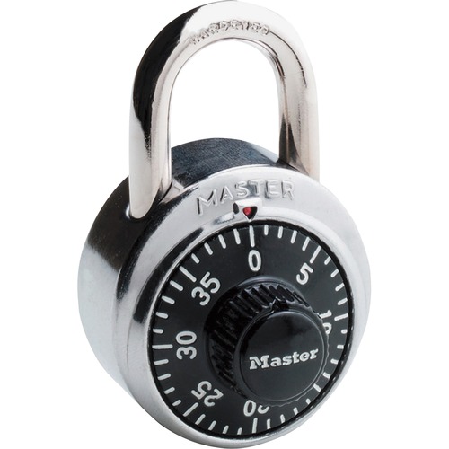 Combination Lock, Stainless Steel, 1 7/8" Wide, Black Dial