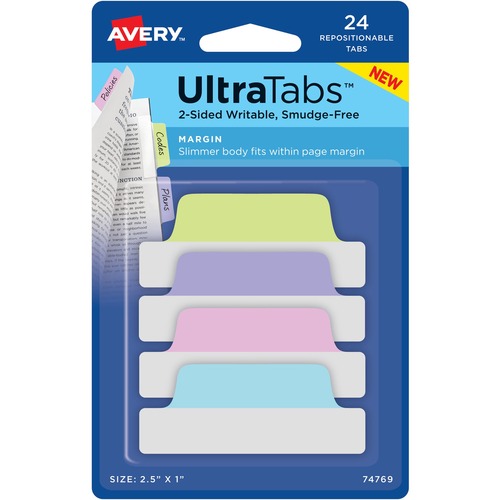 TAB,3.5"W,PSTL,24/PK,AST