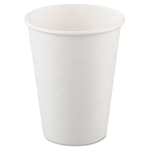 Single-Sided Poly Paper Hot Cups, 12oz, White, 50/bag, 20 Bags/carton