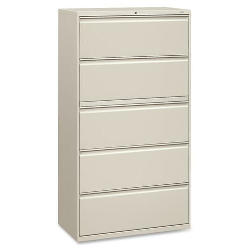 The HON Company  5-Drawer Lateral File W/Lock, 36"x19-1/4"x67", Light Gray