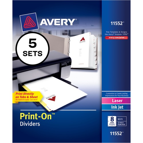 DIVIDERS,PRINT-ON,8TAB,5SET