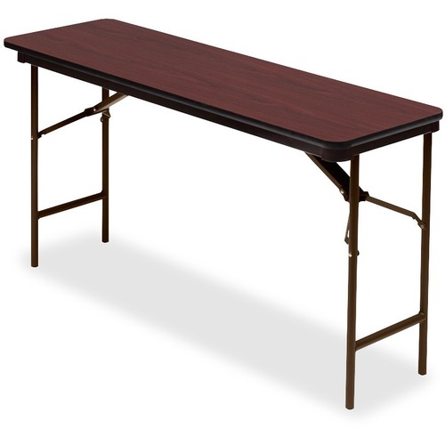 Premium Wood Laminate Folding Table, Rectangular, 60w X 18d X 29h, Mahogany